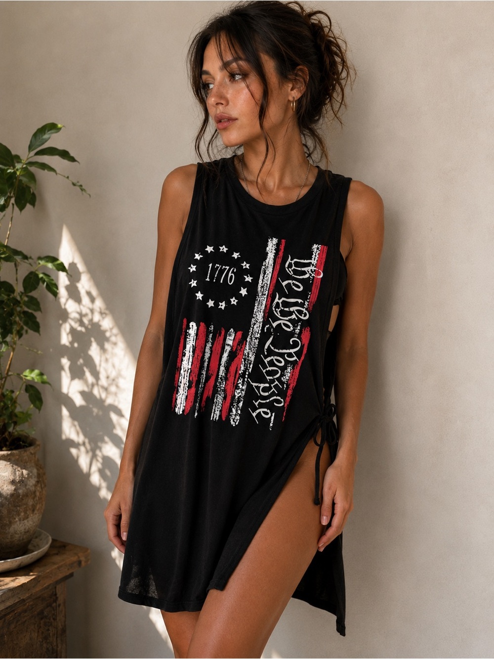 Patriotic 1776 We The People Sleeveless Cover Up Dress